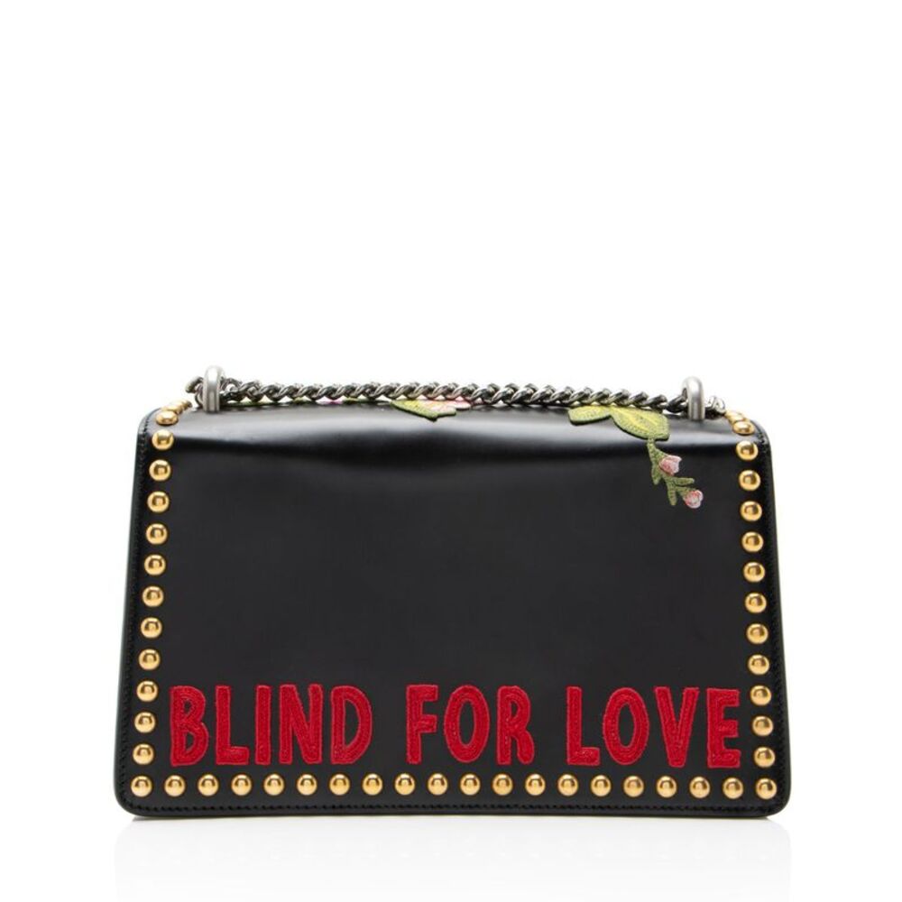 Gucci Leather Embroidered Studded Blind for Love Dionysus Small Shoulder Bag - Picture 3 of 16